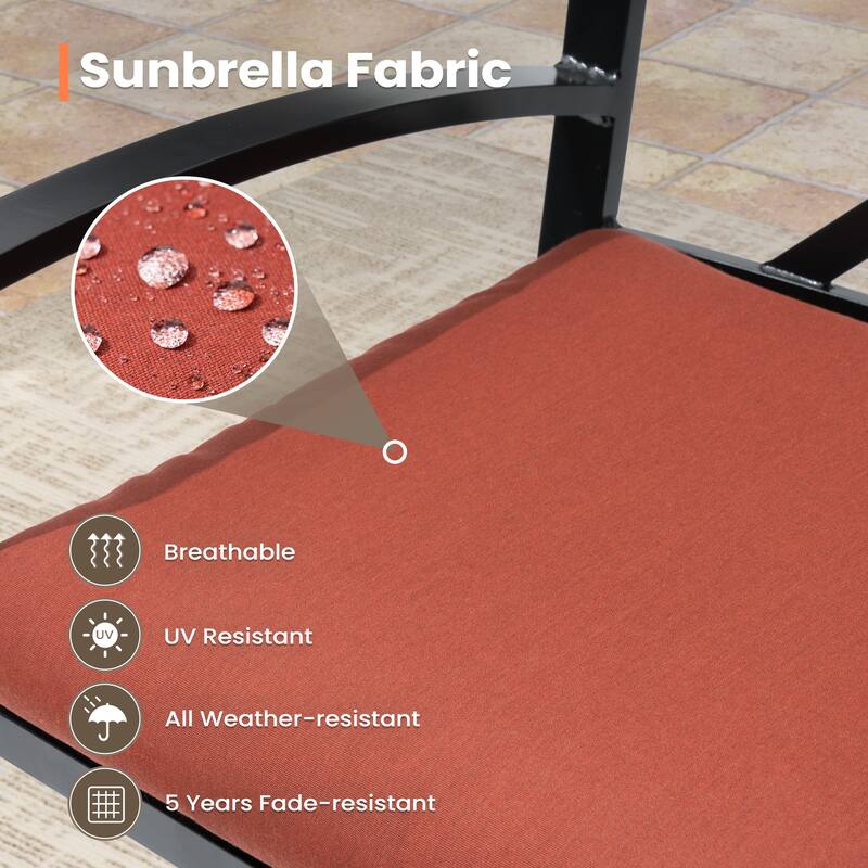 Outdoor Indoor Patio Aluminum Armrest Swivel Bar Stools with Sunbrella Fabric Cushion