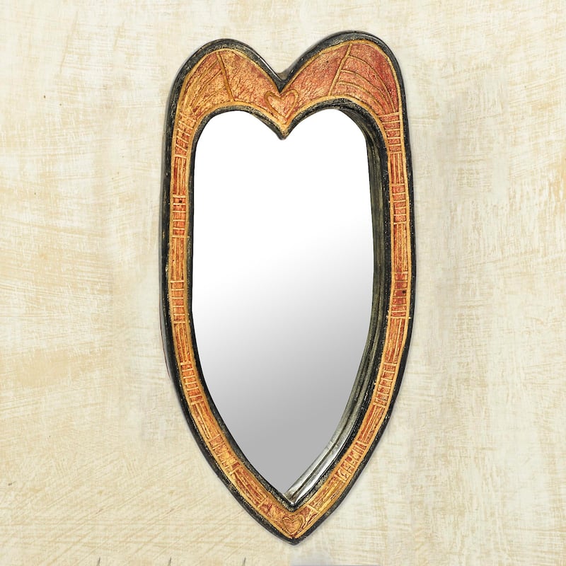 Novica Handmade Contours Of Love Wood Wall Mirror