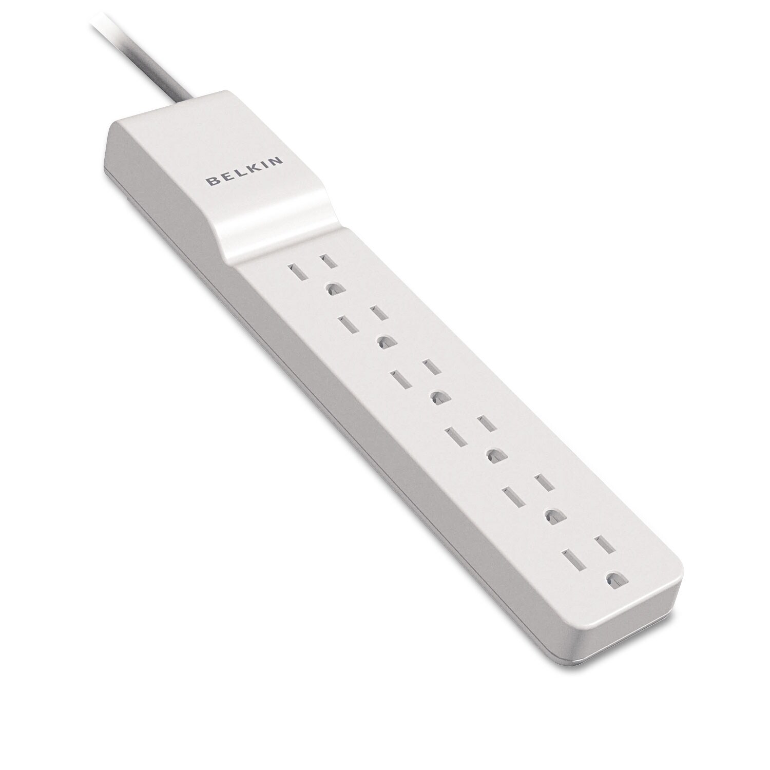 Home/Office Surge Protector w/Rotating Plug, 6 Outlets, 8 ft Cord, 720J, White