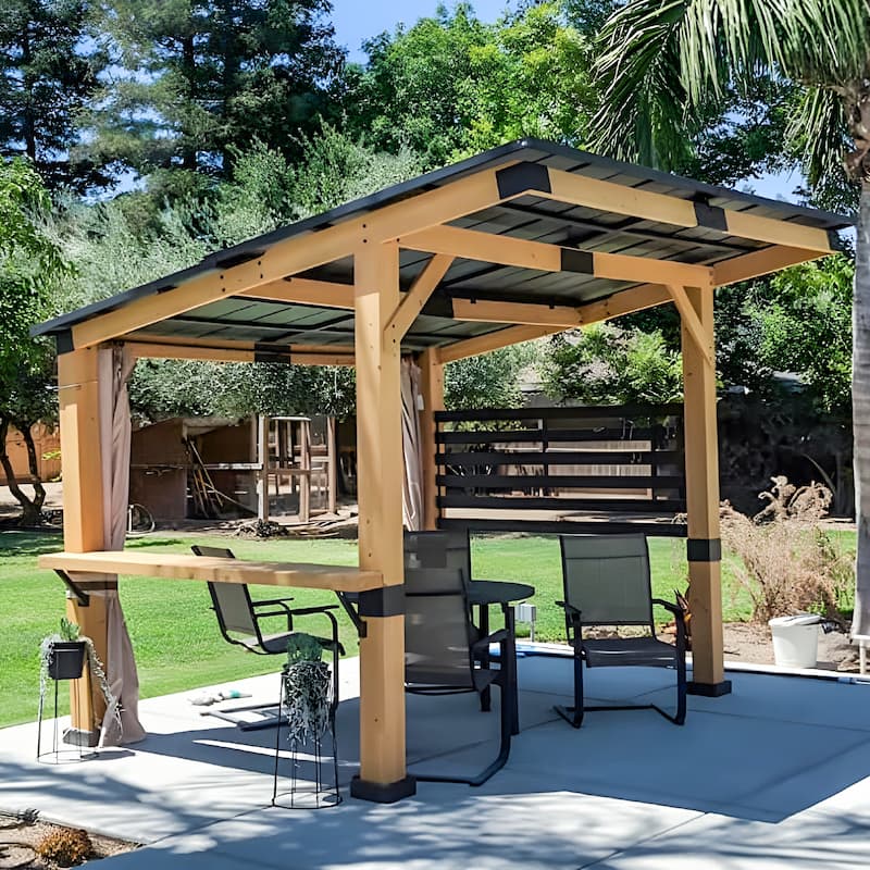 Cozywor 12 ft. x 10 ft. Solid Cedar Wood Outdoor Patio Gazebo