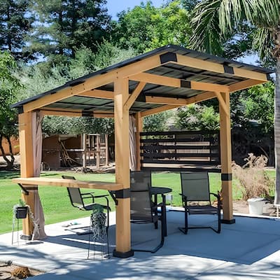 Cozywor 12 ft. x 10 ft. Solid Cedar Wood Outdoor Patio Gazebo