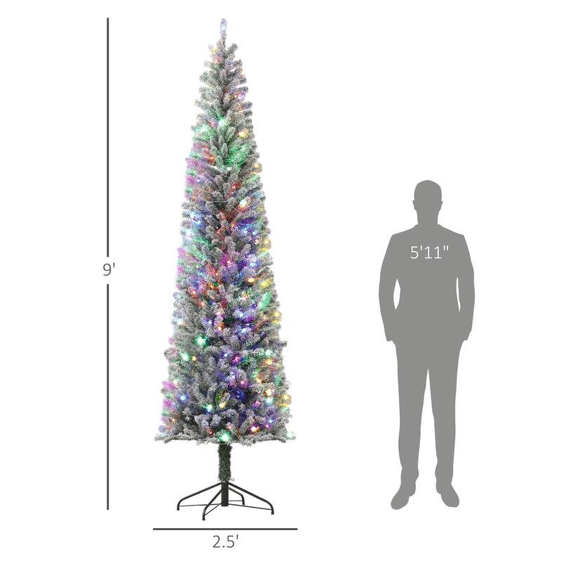 Green Plastic Steel Pencil Christmas Tree with LED Lights and Remote