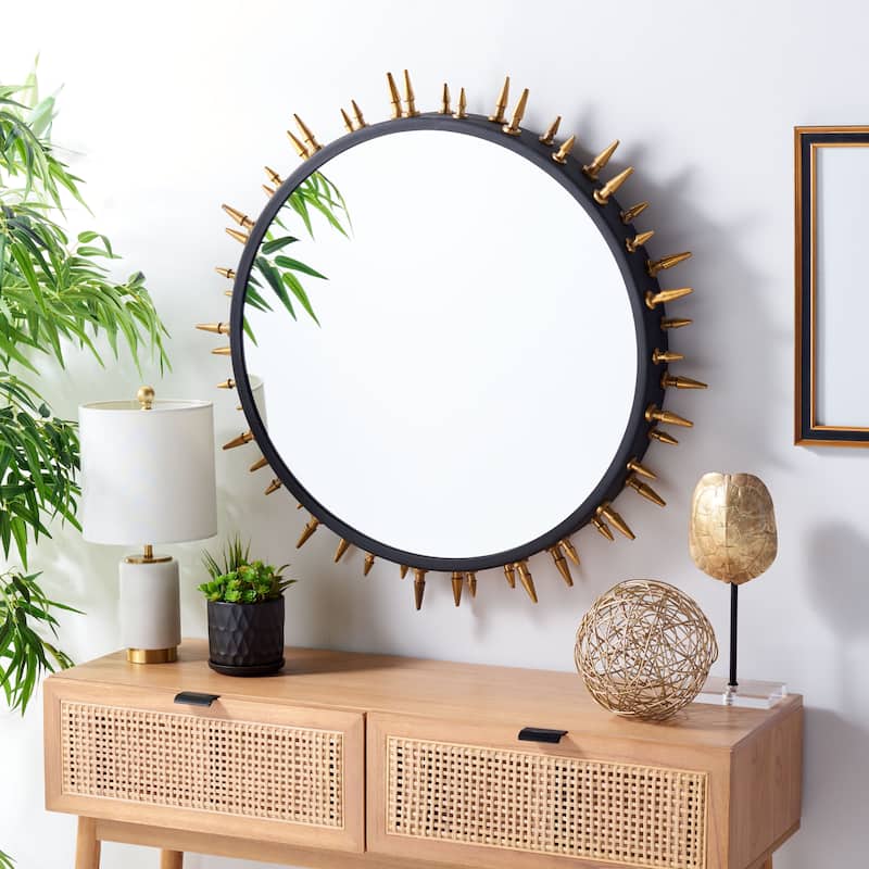 SAFAVIEH Hailee 32-inch Sunburst Black/Gold Mirror - 32" W x 3.5" D x 32" H - 32Wx4Dx32H