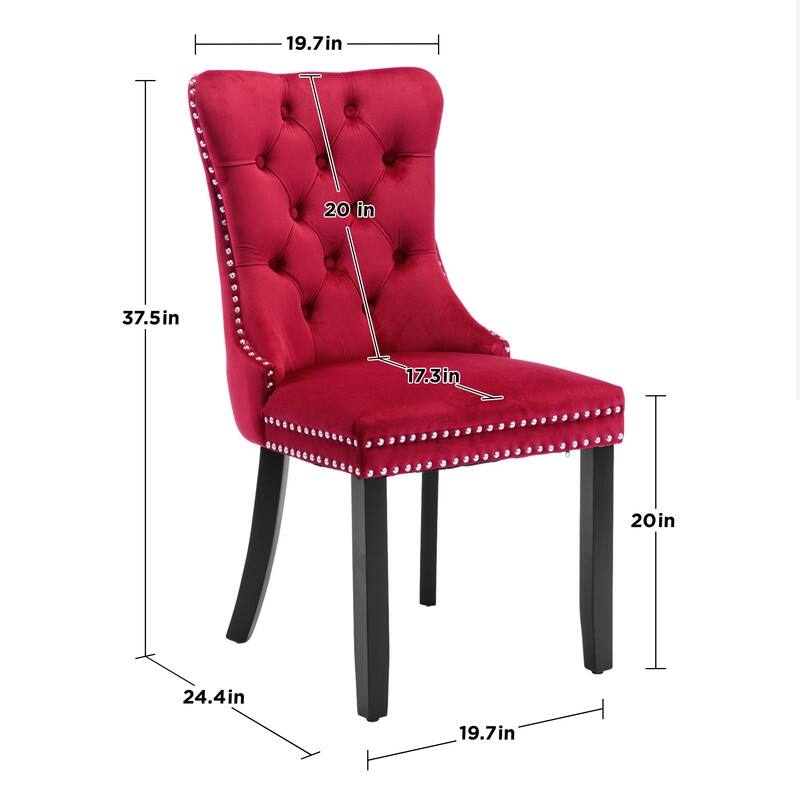 Solid Wood Velvet Upholstered Dining Chair Set of 4