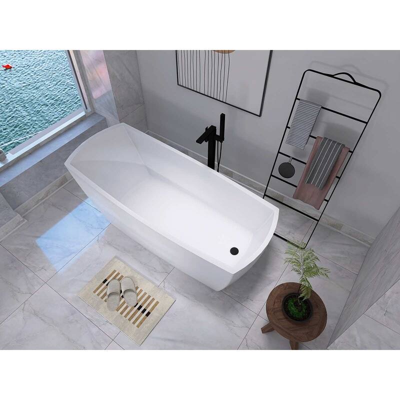 Peter Soaking Single Slipper Rectangular Bathtub in Glossy White