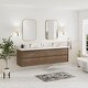 preview thumbnail 12 of 12, Sylphar 84 inch Bathroom Vanity with Sink, Floating Oak Cabinet with Stone Top