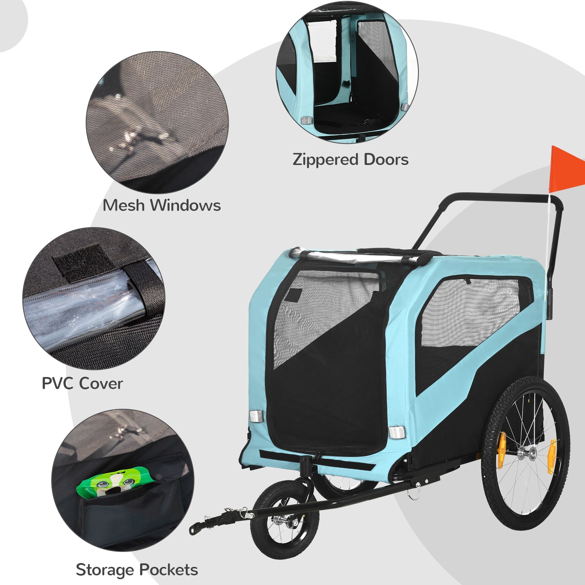 Aosom 2 in 1 Dog Bike Trailer Pet Stroller Carrier for Large Dogs