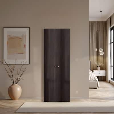 Home 2 Door Closet System, Four Fixed Shelves, Compact Wardrobe for Bedroom Organization, Freestanding Storage Furniture