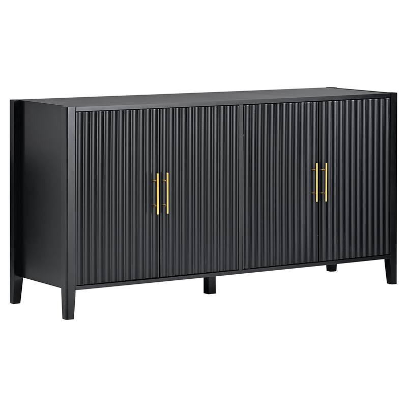 Vertical Fluted Accent Storage Cabinet Sideboard Wooden Buffet Cabinet with Metal Handles for Hallway, Entryway, Living Room