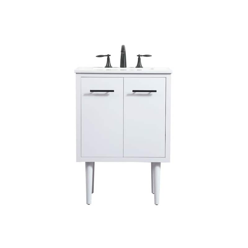 Elegant Lighting VF48024M Cyrus 24" Free Standing, Wall Mounted Single - White - Painted