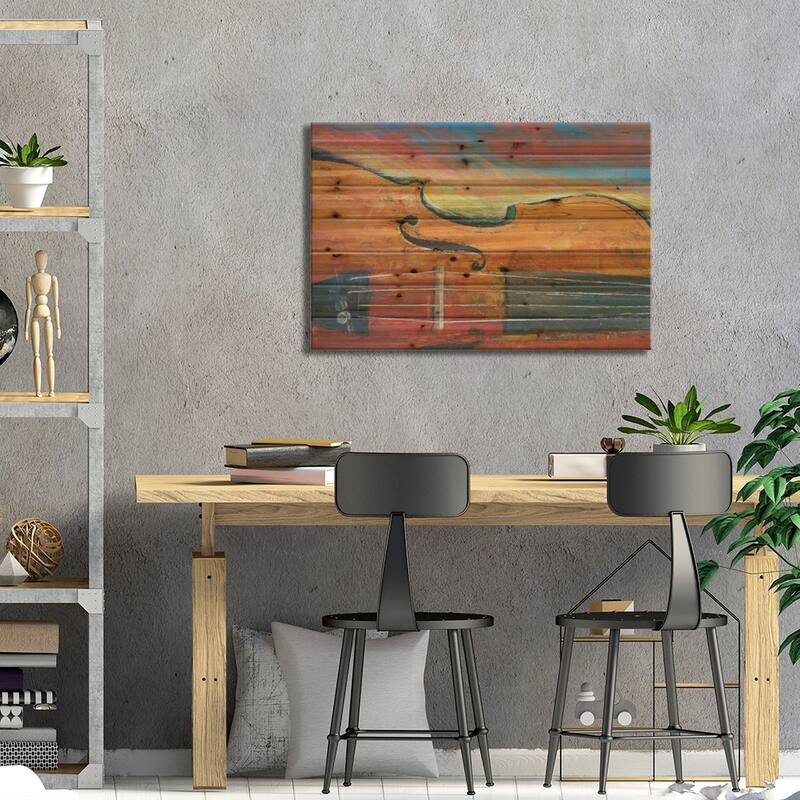 Violin Print On Wood by Michael Creese - Multi-Color