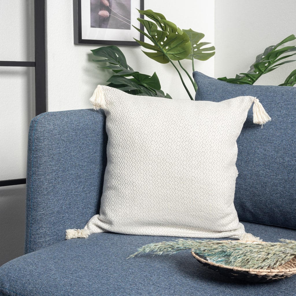 Geometric Chevron Power-Loomed Cotton Throw Pillow Cover - 18" - Gray