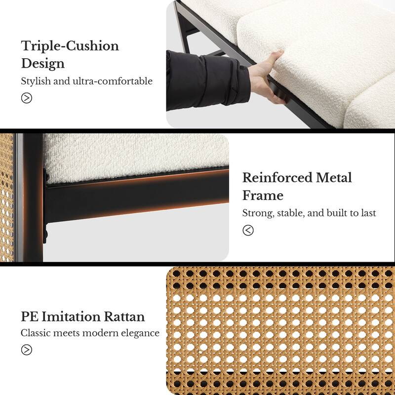 Fabric Upholstered Storage Bench for End of Bed, Entryway - 56.69"L x 16.93"W x 22.4"H