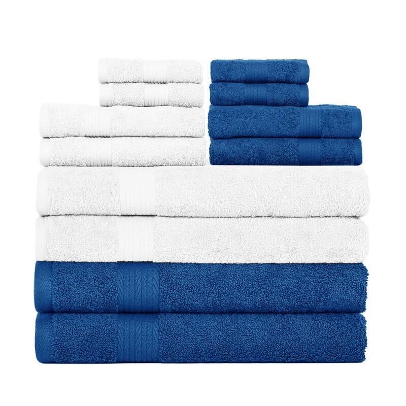 Cotton 600GSM Bathroom Towel Set 12 Pcs Assorted Color by Ample Decor - 4Bath 4Hand 4Wash