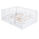 preview thumbnail 15 of 25, Full Size Wood Daybed with Fence Guardrails and 2 Drawers Split into Independent Floor Bed and Daybed, Gray