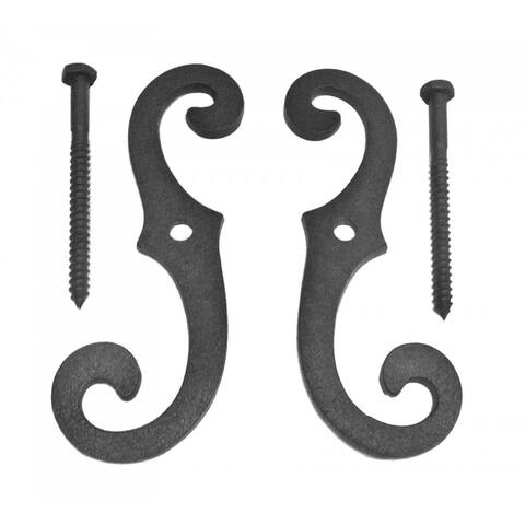 Black Shutter Dog Holders 6.5" L Cast Iron S Style Rust Resistant External Shutter Tieback Hardware Renovators Supply