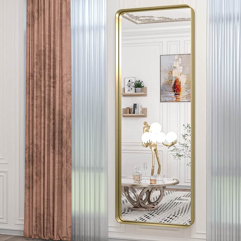 TETOTE Modern Metal Frame Wall Mounted Bathroom Vanity Mirror - 65x22 - Gold