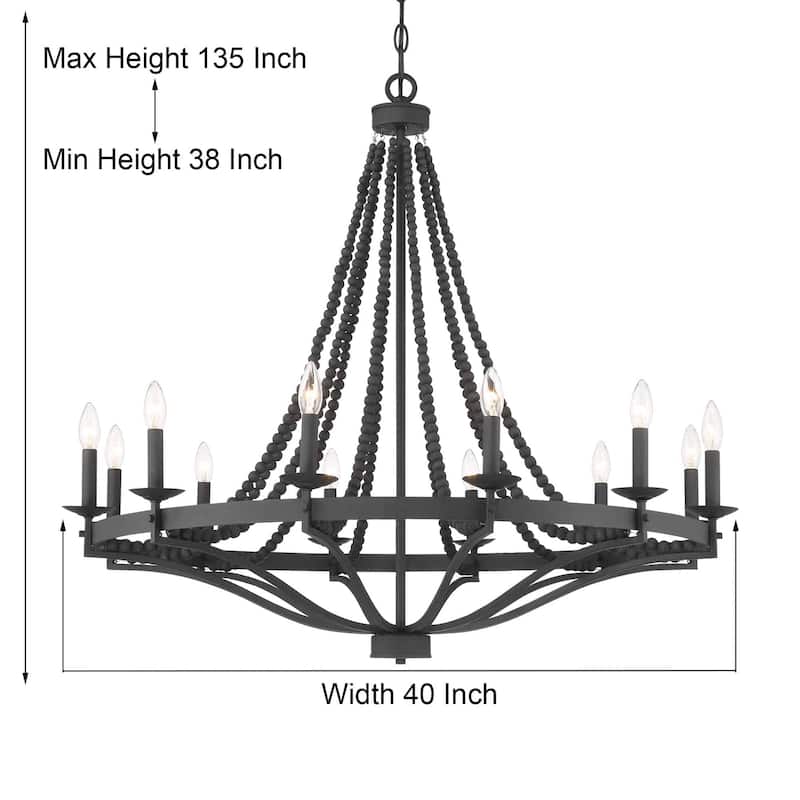 Fidenza Empire 12-light Farmhouse Coastal Beaded Chandelier with UL Certified - 40''