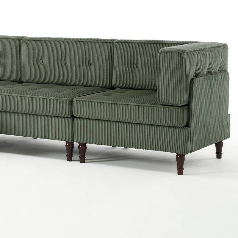 4-Piece 98" W Upholstered Modular Corduroy Sectional Sofa