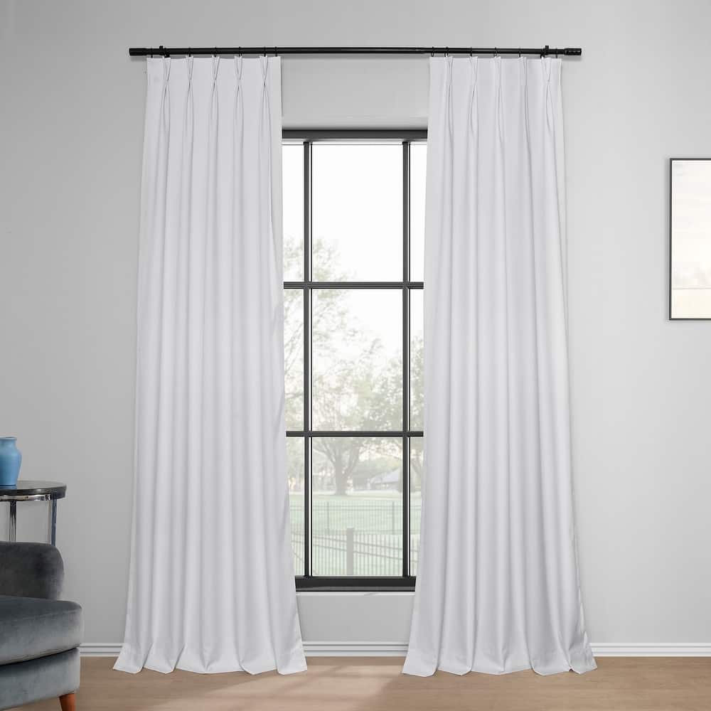 Exclusive Fabrics Solid Performance Linen French Pleated Thermal Blackout Curtains for Bedroom & Living Room Curtains (1 Panel)
