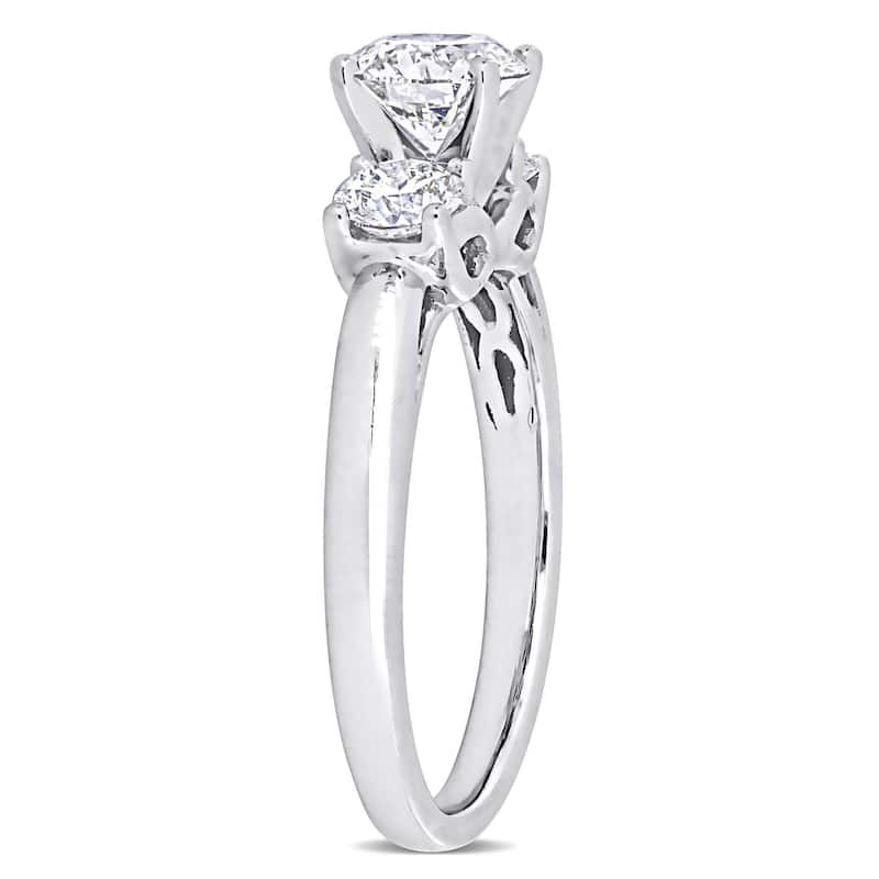 Miadora 14k White Gold 1 1/4ct TDW Diamond 3-Stone Classic Engagement Ring