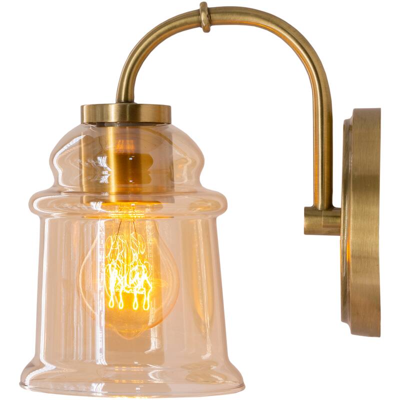 Artistic Weavers Alro Antiqued Brass & Glass 1-light Wall Sconce - 8.625"H x 5.25"W x 8.25"D
