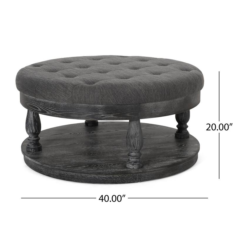 Hewlett Contemporary Fabric Round Ottoman by Christopher Knight Home