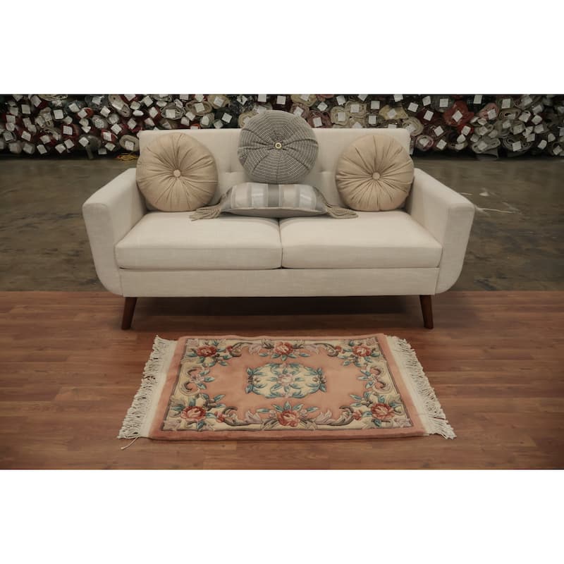 Hand Knotted Oriental 100% Wool Carpet Traditional Floral Oranges & Rust Art Deco Area Rug - 3' 2'' X 2' 0''