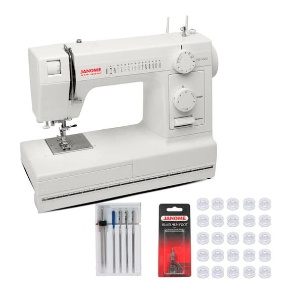 Janome HD1000 Heavy-Duty Sewing Machine with 14 Built-In Stitches - Bed ...