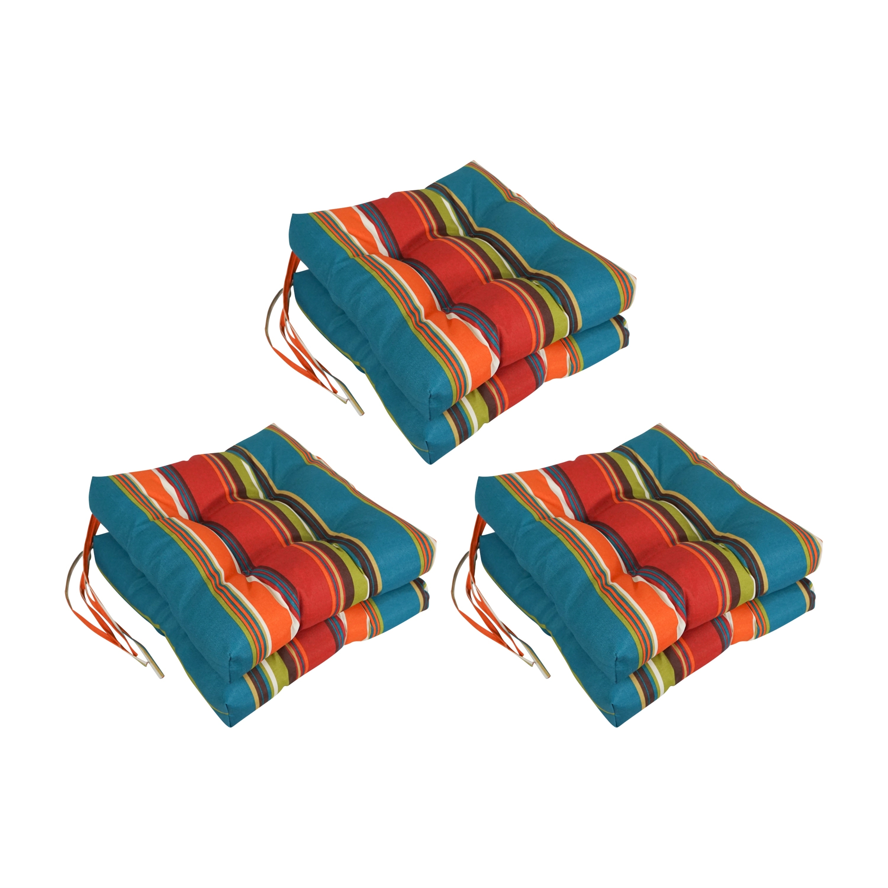 16 inch Square Tufted Indoor Outdoor Chair Cushions Set of 6