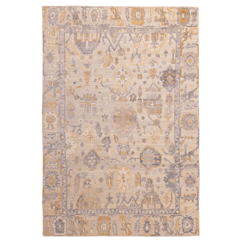 ECARPETGALLERY Hand-knotted Finest Oushak Khaki, Taupe Wool Rug - 8'9 x 13'0