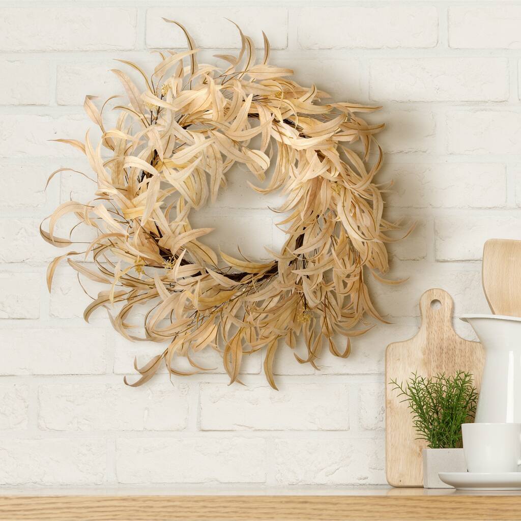 Bleached Long Leaf Eucalyptus Wreath 26"