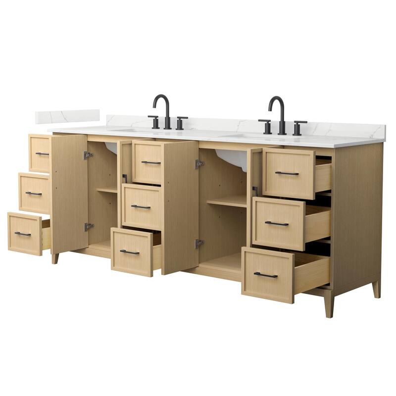 Elan 84-inch Double Vanity, 3 Hole Quartz Top