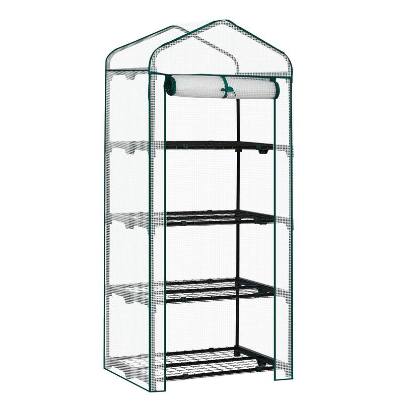 PE Cover Steel Frame 4-Tier Mini Greenhouse