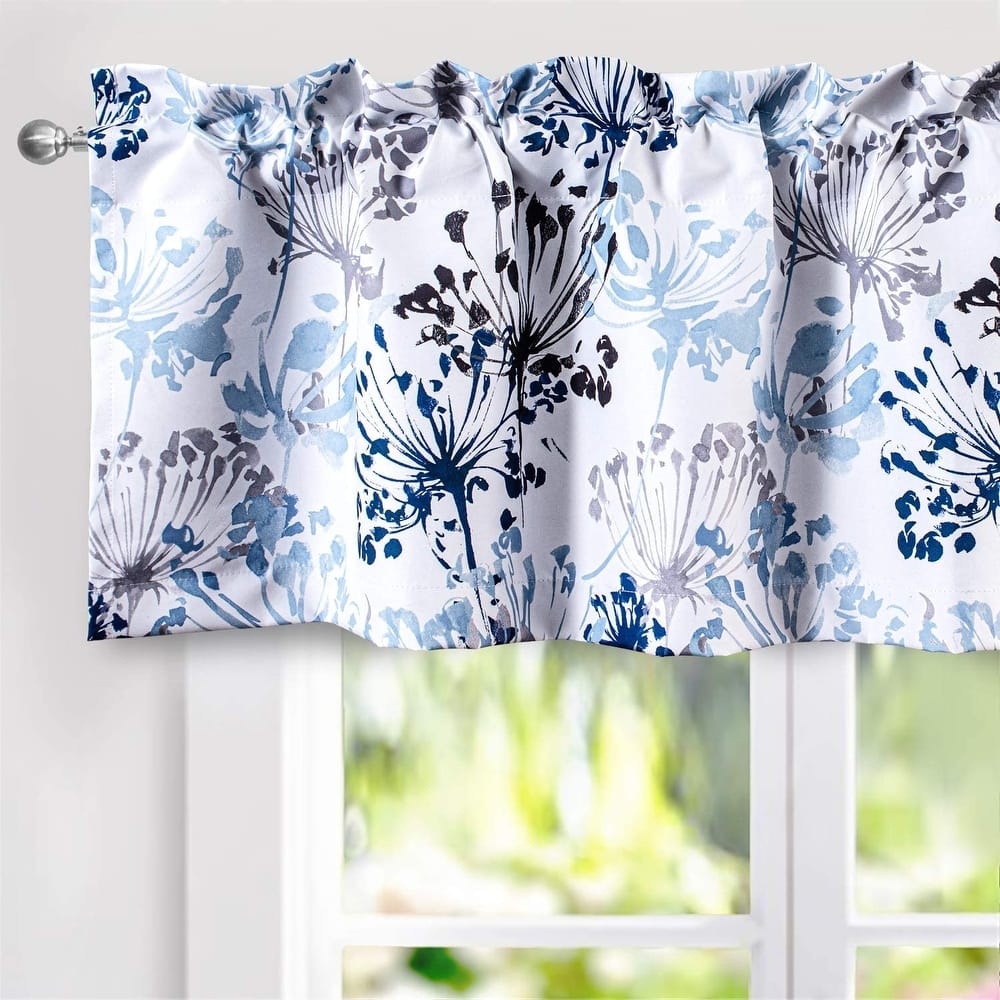 DriftAway Acacia Floral Blossom Watercolor Printed 100 Percent Blackout Thermal Insulated Window Curtain Valance