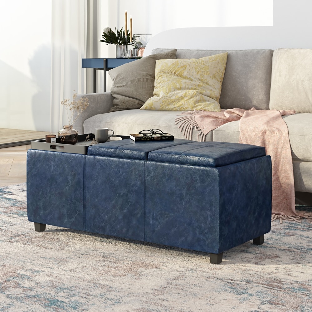 WYNDENHALL Franklin 42-in. Wide Contemporary Rectangular Storage Ottoman