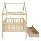 preview thumbnail 25 of 58, Wooden House Bed for Kids with Two Storage Drawers, Sturdy Twin Size Design