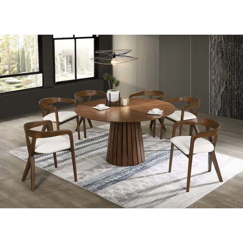 Modrest Weiss Mid-Century Modern Walnut Round Dining Table
