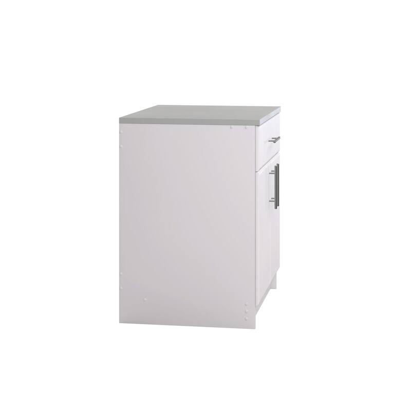 White 36" Cabinet with Adjustable Shelf, Storage Cabinet with Doors, Garage Cabinet with Drawer, Laundry Wood Cabinet - 36 Inch