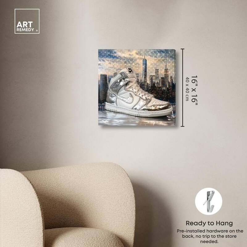 NYC Metallic Sneaker Canvas by Art Remedy, Gallery Wrapped