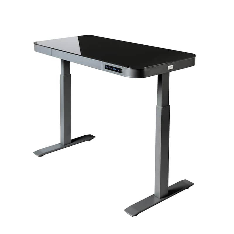 AIRLIFT 47.5 in Tempered Glass Electric Standing Desk Top Dual 2.4A USB Charging Port Height Adjustable to 47.5 in H