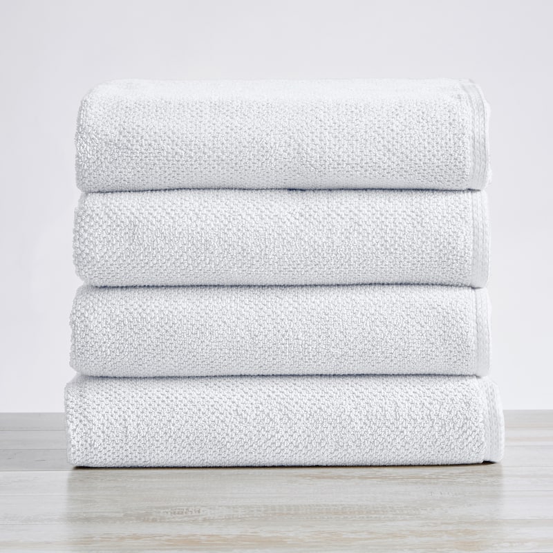 Luxurious Cotton Popcorn Textured Towel Set - Bath Towel (4-Pack) - Optic White