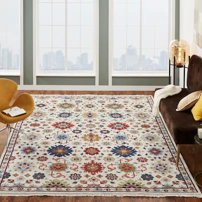 Ivory/Multi Hand-Knotted Area Rug