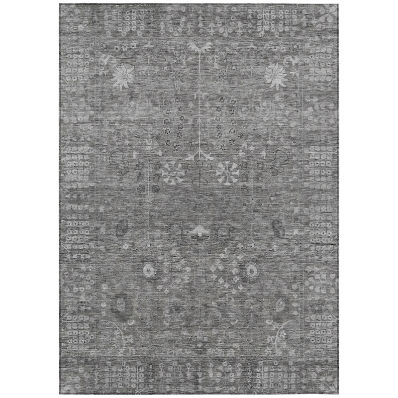 Machine Washable Indoor/ Outdoor Traditional Classic Chantille Rug