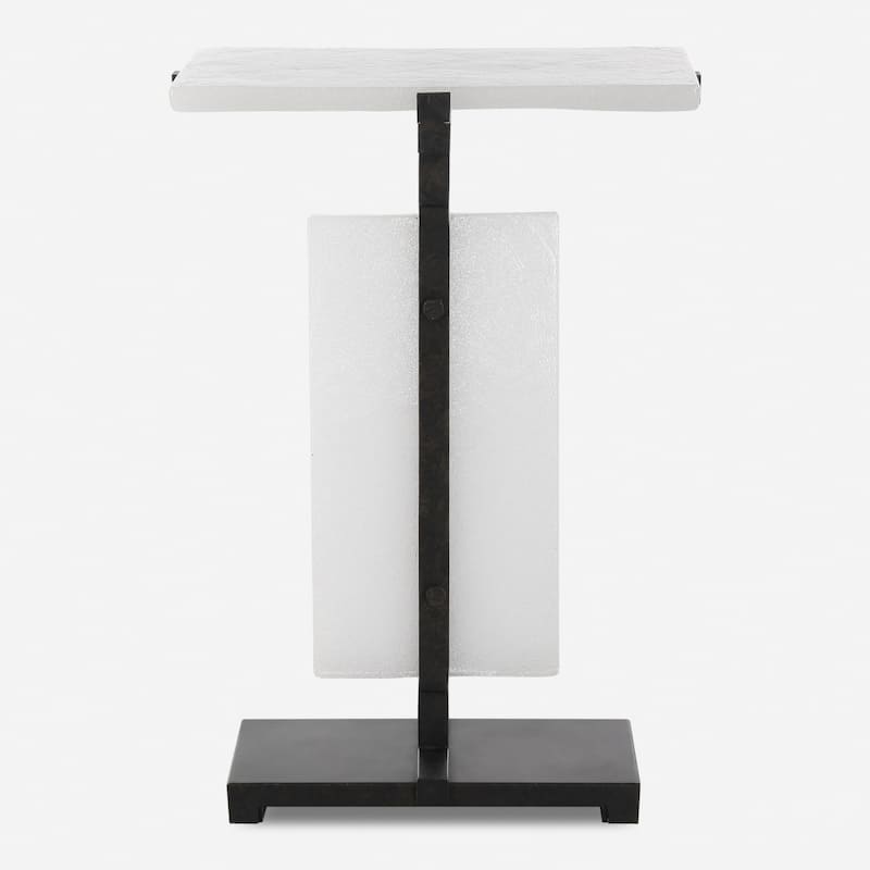Bubble Glass Accent End Table - 24" - Bronze and White