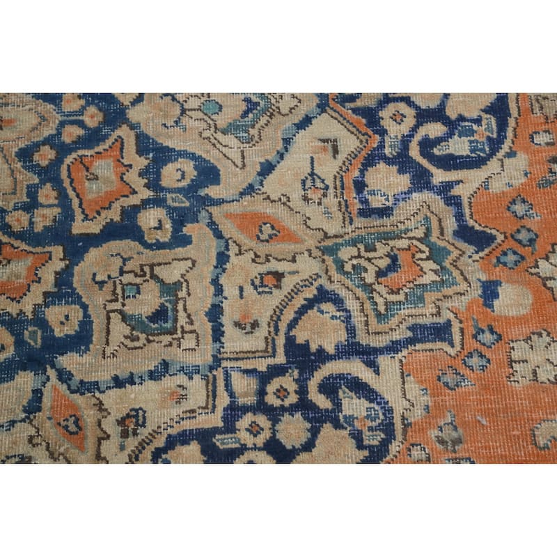 Hand Knotted Oriental 100% Wool Carpet Traditional Floral Oranges & Rust Mashad Area Rug - 12' 5'' X 9' 7''