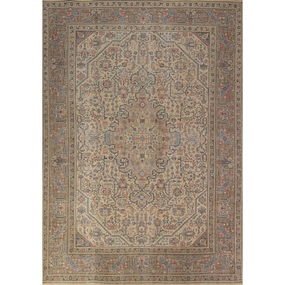Floral Pink Tabriz Persian Area Rug Hand-Knotted Wool Carpet - 7'11"x 11'0"