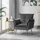 preview thumbnail 83 of 89, HULALA HOME 1ida Modern Velvet Tufted Accent Armchair with Gold Metal Legs GREY