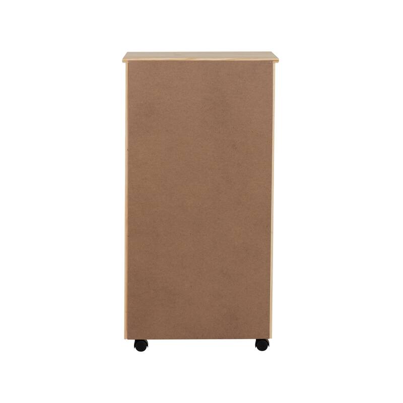 8-Drawer Wooden Storage Cabinet with Casters - 40.5" - Beige