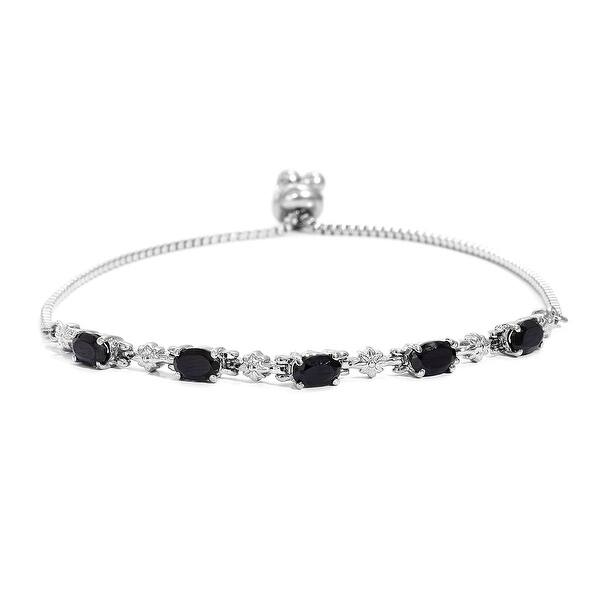 slide 1 of 9, Women Jewelry Gift Black Spinel Bolo Elegant Bracelet Ct 2.9 Steel - Medium